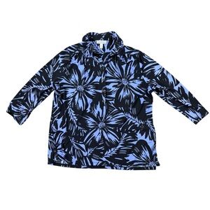 Woman’s Dana Buchman stretchy purple and black floral top size XL